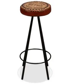 vidaXL 9 Piece Bar Set Solid Reclaimed Wood, Genuine Leather & Canvas