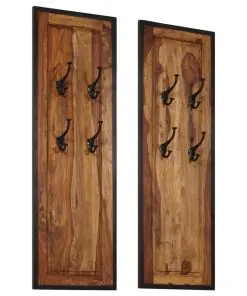 vidaXL Coat Racks 2 pcs Solid Sheesham Wood