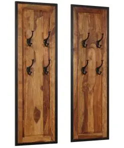 vidaXL Coat Racks 2 pcs Solid Sheesham Wood