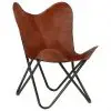 vidaXL Butterfly Chair Brown Kids Size Real Leather vidaXL Butterfly Chair Brown Kids Size Real Leather