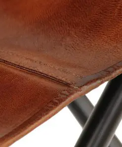 vidaXL Butterfly Chair Brown Kids Size Real Leather
