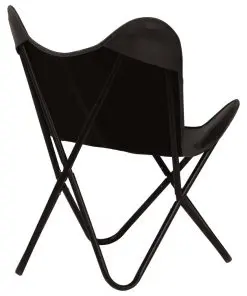vidaXL Butterfly Chair Black Kids Size Real Leather
