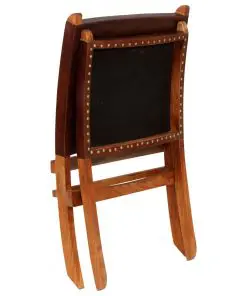vidaXL Folding Relaxing Chair Brown Real Leather