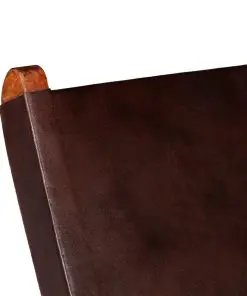 vidaXL Folding Relaxing Chair Brown Real Leather