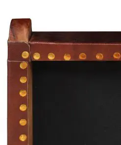 vidaXL Folding Relaxing Chair Brown Real Leather