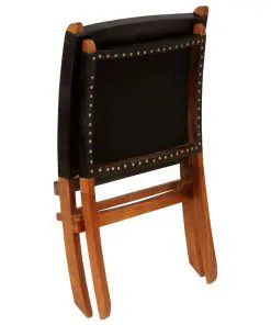 vidaXL Folding Relaxing Chair Black Real Leather