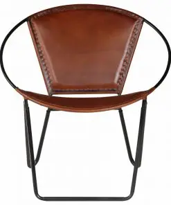 vidaXL Chair Brown Real Leather
