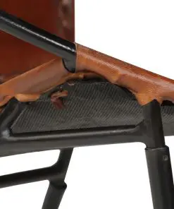 vidaXL Chair Brown Real Leather