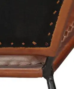 vidaXL Chair Brown Real Leather