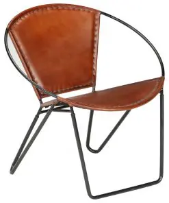 vidaXL Chair Brown Real Leather