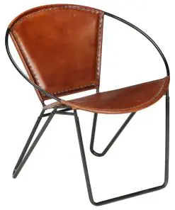 vidaXL Chair Brown Real Leather
