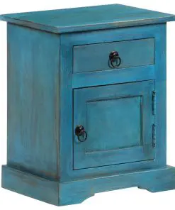 vidaXL Bedside Table Solid Mango Wood 40x30x50 cm Blue