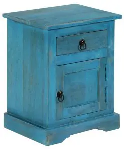 vidaXL Bedside Table Solid Mango Wood 40x30x50 cm Blue