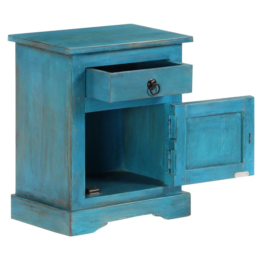 vidaXL Bedside Table Solid Mango Wood 40x30x50 cm Blue