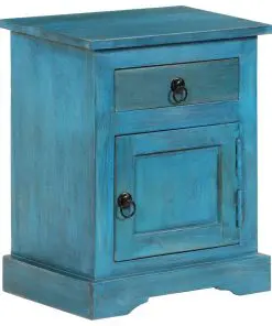 vidaXL Bedside Table Solid Mango Wood 40x30x50 cm Blue