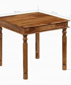 vidaXL Dining Table Solid Sheesham Wood 80x80x77 cm