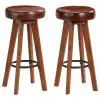 vidaXL Bar Chairs 2 pcs Real Leather and Solid Acacia Wood vidaXL Bar Chairs 2 pcs Real Leather and Solid Acacia Wood