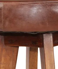 vidaXL Bar Chairs 2 pcs Real Leather and Solid Acacia Wood