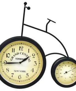 vidaXL Garden Wall Clock with Thermometer Bicycle Vintage