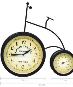 vidaXL Garden Wall Clock with Thermometer Bicycle Vintage