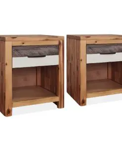 vidaXL Bedside Tables 2 pcs Solid Acacia Wood 40x30x48 cm