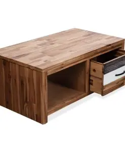 vidaXL Coffee Table Solid Acacia Wood 90x50x37.5 cm
