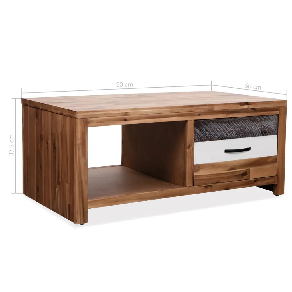 vidaXL Coffee Table Solid Acacia Wood 90x50x37.5 cm
