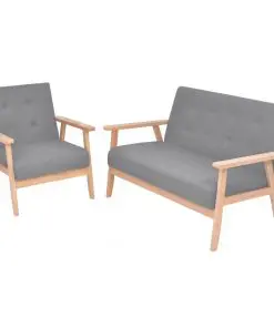 vidaXL Sofa Set 2 Pieces Fabric Light Grey