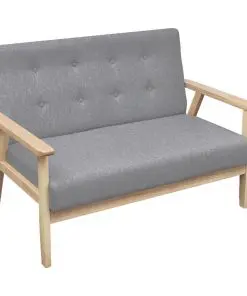 vidaXL Sofa Set 2 Pieces Fabric Light Grey