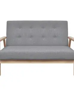 vidaXL Sofa Set 2 Pieces Fabric Light Grey