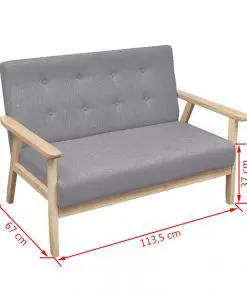 vidaXL Sofa Set 2 Pieces Fabric Light Grey