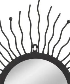 vidaXL Wall Mirror Sunburst 60 cm Black