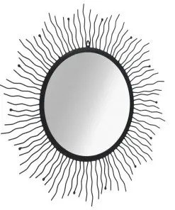 vidaXL Wall Mirror Sunburst 80 cm Black