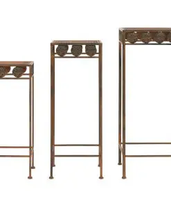 vidaXL Plant Stand Set 3 Pieces Vintage Style Metal Rusty