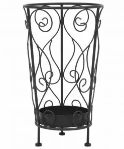 vidaXL Umbrella Stand Vintage Style Metal 26×46 cm Black