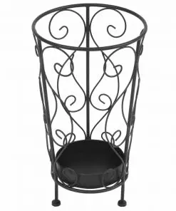 vidaXL Umbrella Stand Vintage Style Metal 26×46 cm Black