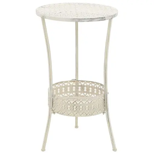 vidaXL Bistro Table Vintage Style Round Metal 40×70 cm White