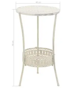 vidaXL Bistro Table Vintage Style Round Metal 40×70 cm White