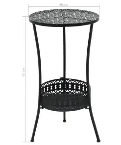 vidaXL Bistro Table Black 40×70 cm Metal