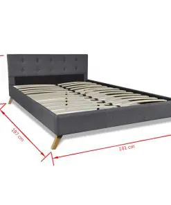 vidaXL Bed Frame Dark Grey Fabric Double Size