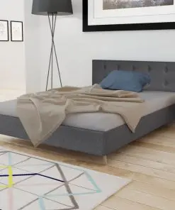 vidaXL Bed Frame Dark Grey Fabric Double Size