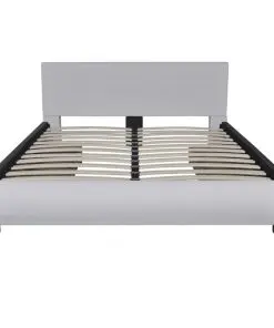 vidaXL Bed Frame White Faux leather Double Size