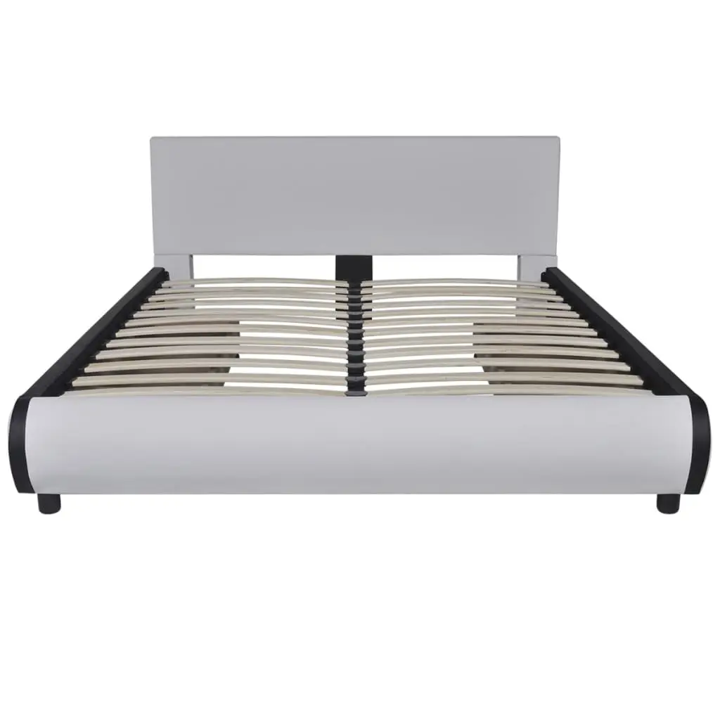 vidaXL Bed Frame White Faux leather Double Size