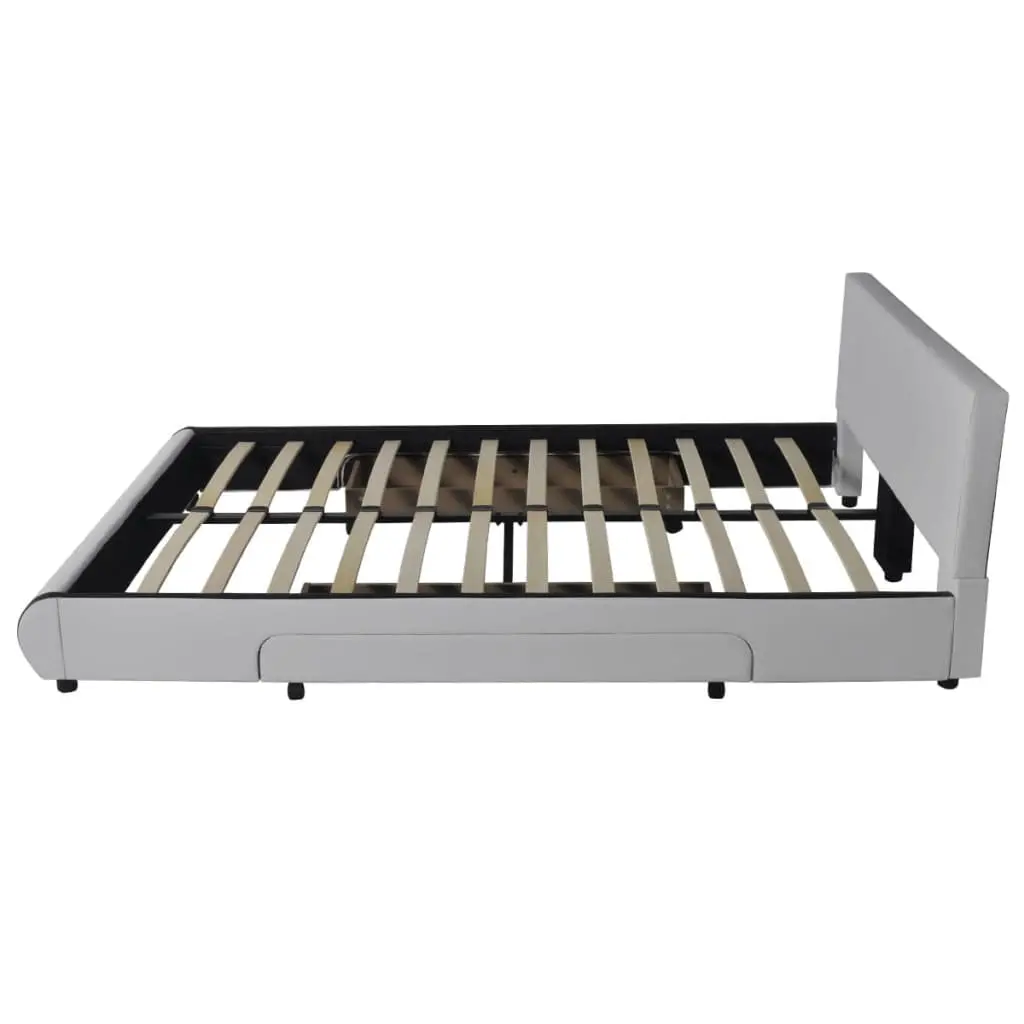 vidaXL Bed Frame White Faux leather Double Size