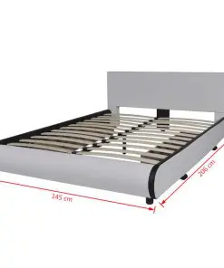 vidaXL Bed Frame White Faux leather Double Size