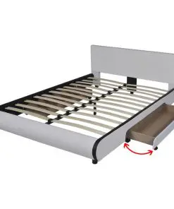 vidaXL Bed Frame White Faux leather Queen Size