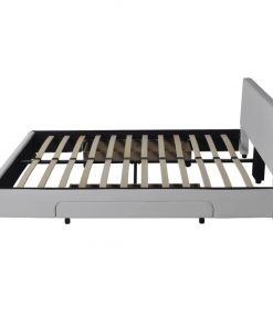 vidaXL Bed Frame White Faux leather Queen Size