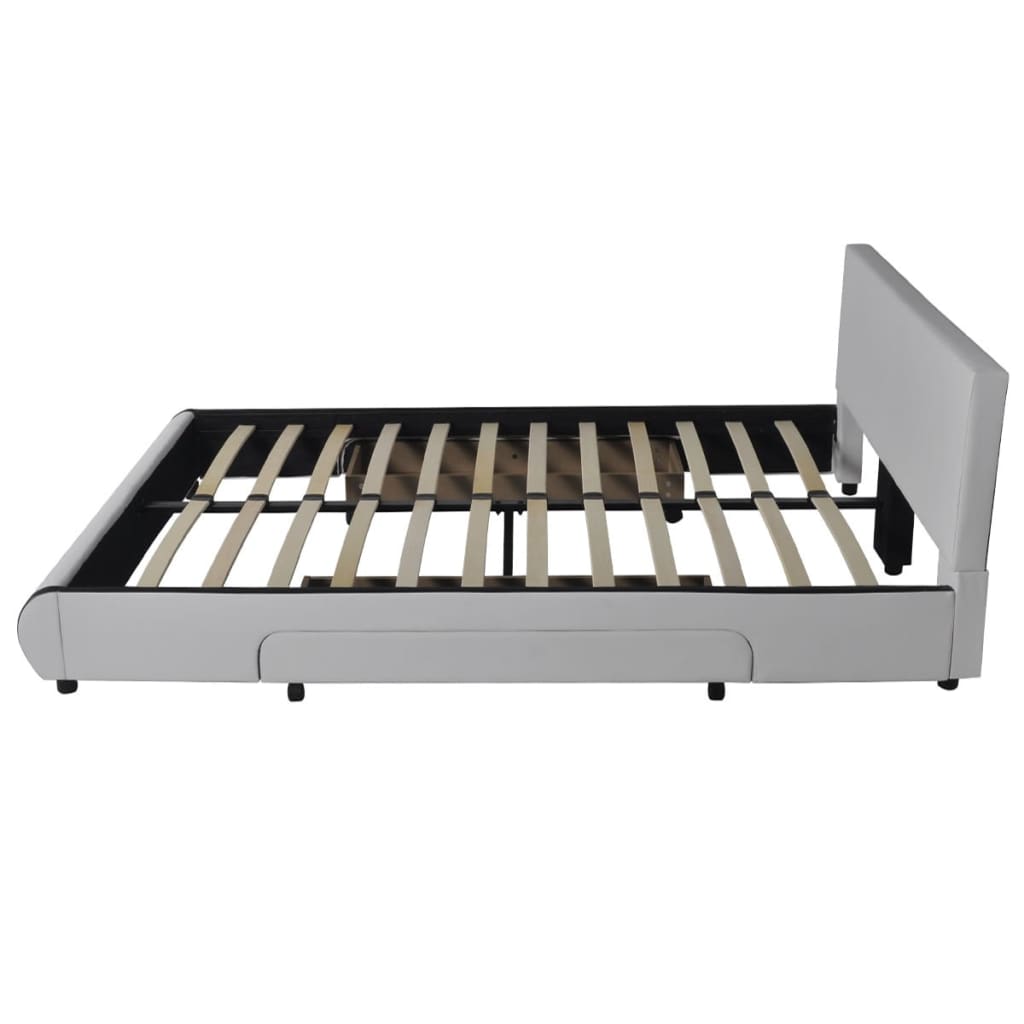 vidaXL Bed Frame White Faux leather Queen Size