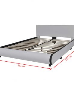 vidaXL Bed Frame White Faux leather Queen Size