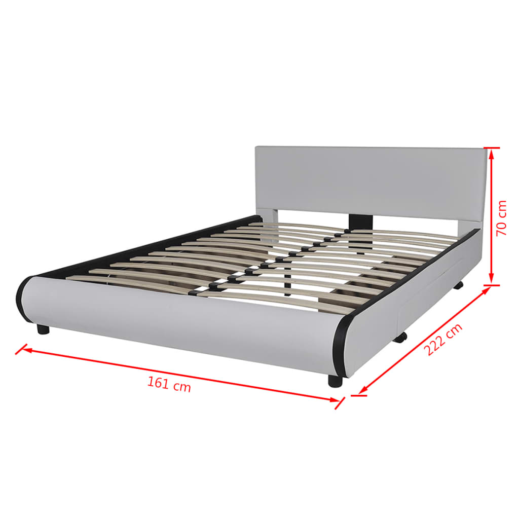 vidaXL Bed Frame White Faux leather Queen Size